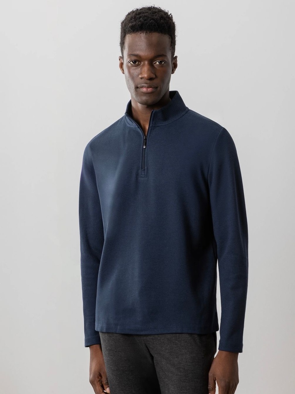 Quarter Zip Pullover Sweater Slate Blue Mens M | Smart Casual Work